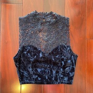 Elegant Black Lace Velvet Women's Top